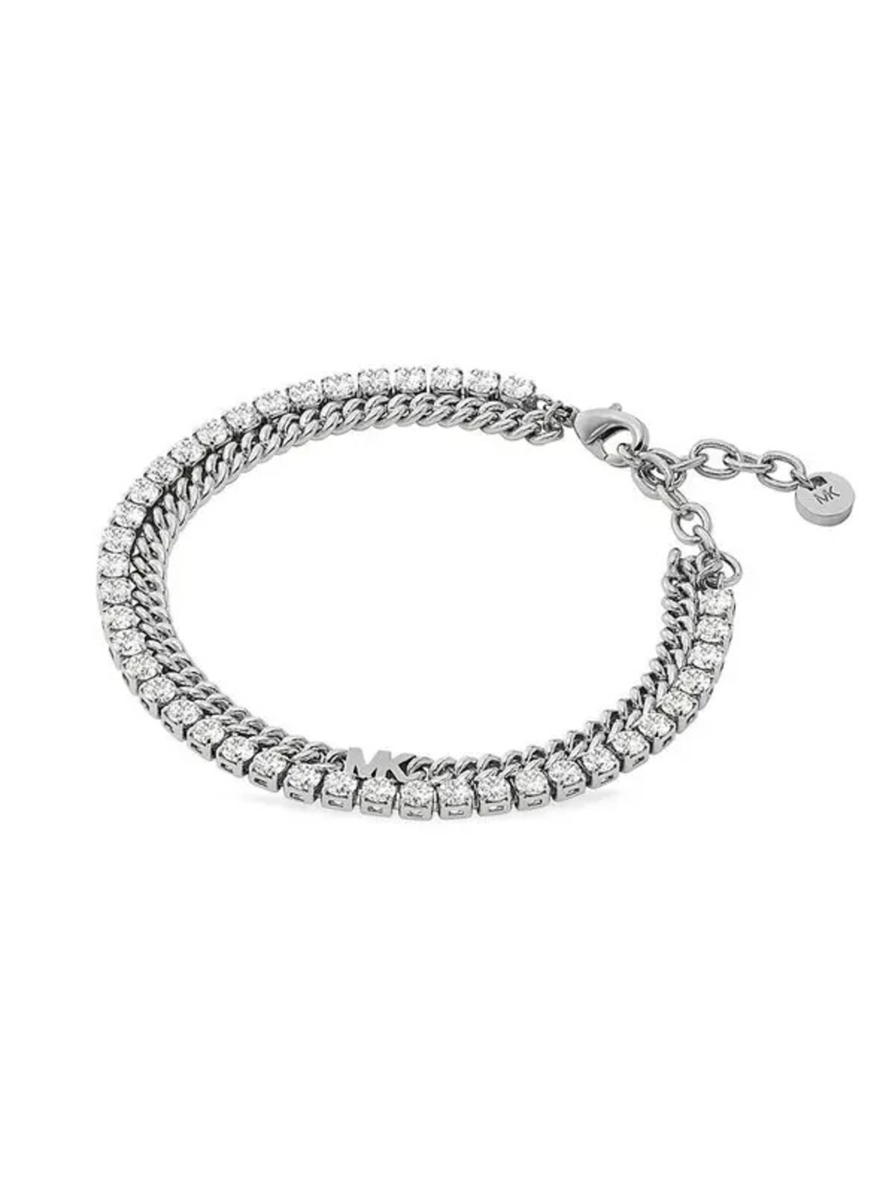 Michael Kors Metallic Muse Platinum Plated Mixed Double Layer Tennis Bracelet